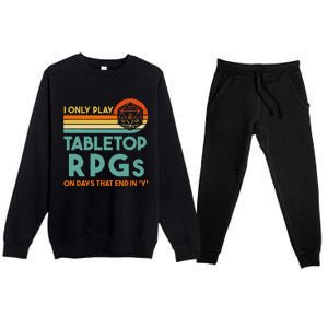 Tabletop Rpg Saying For Game Night With Rpg Dice Premium Crewneck Sweatsuit Set