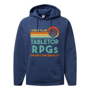 Tabletop Rpg Saying For Game Night With Rpg Dice Performance Fleece Hoodie