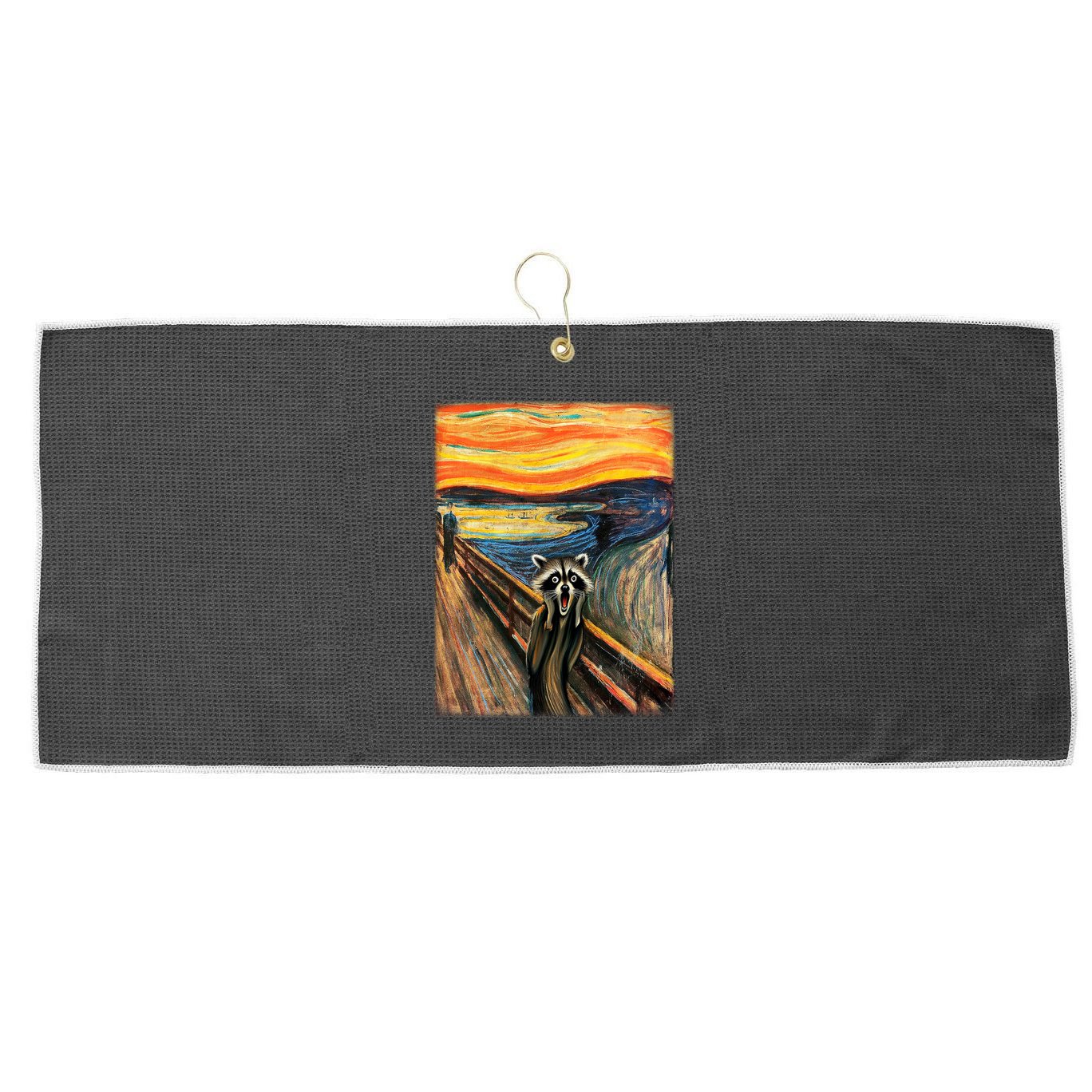 The Raccoon Scream Large Microfiber Waffle Golf Towel