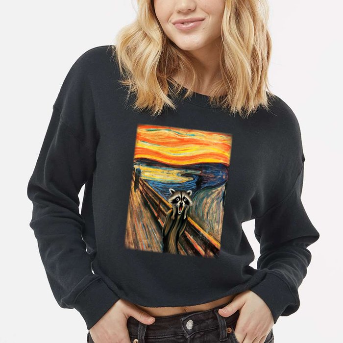 The Raccoon Scream Cropped Pullover Crew