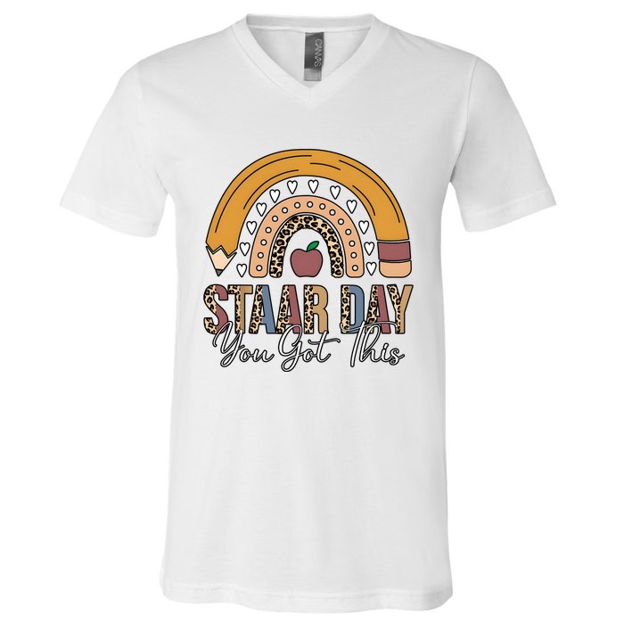 Teacher Rainbow Star Day You Got This V-Neck T-Shirt