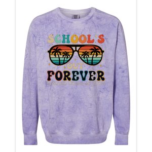 Teacher Retirement Schools Out Forever Retired 2024 Colorblast Crewneck Sweatshirt