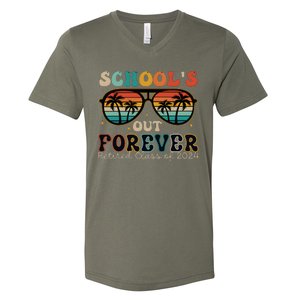 Teacher Retirement Schools Out Forever Retired 2024 V-Neck T-Shirt