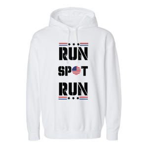 Trump Run Spot Funny Trump 2024 Debate Garment-Dyed Fleece Hoodie