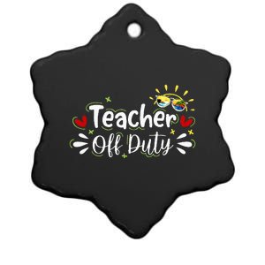 teacher relax spring beach off duty break beach lover Ceramic Star Ornament