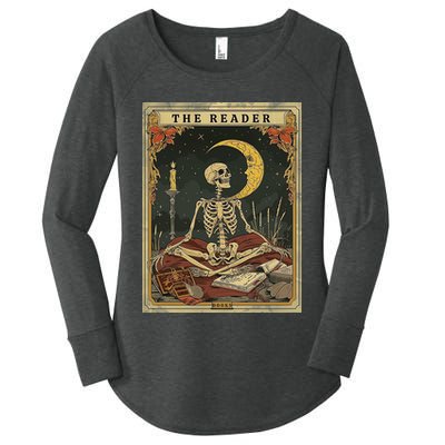 The Reader – Skeleton Tarot Card Funny Mystic Women's Perfect Tri Tunic Long Sleeve Shirt