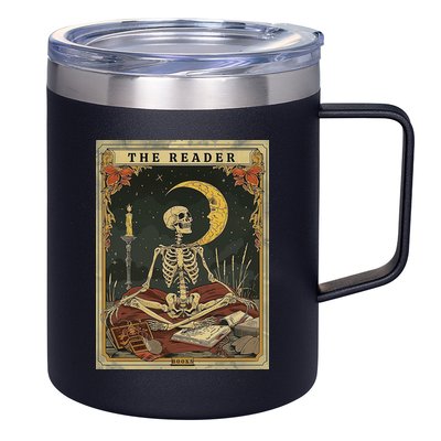 The Reader – Skeleton Tarot Card Funny Mystic 12oz Stainless Steel Coffee Mug