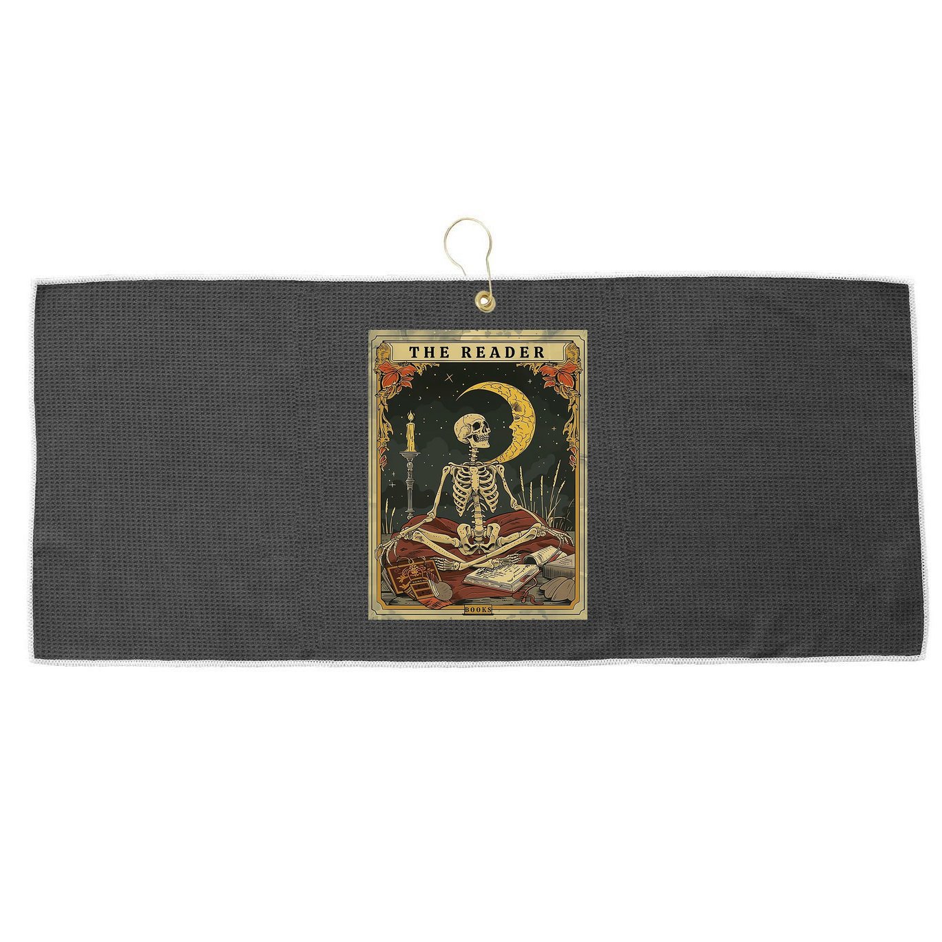 The Reader – Skeleton Tarot Card Funny Mystic Large Microfiber Waffle Golf Towel