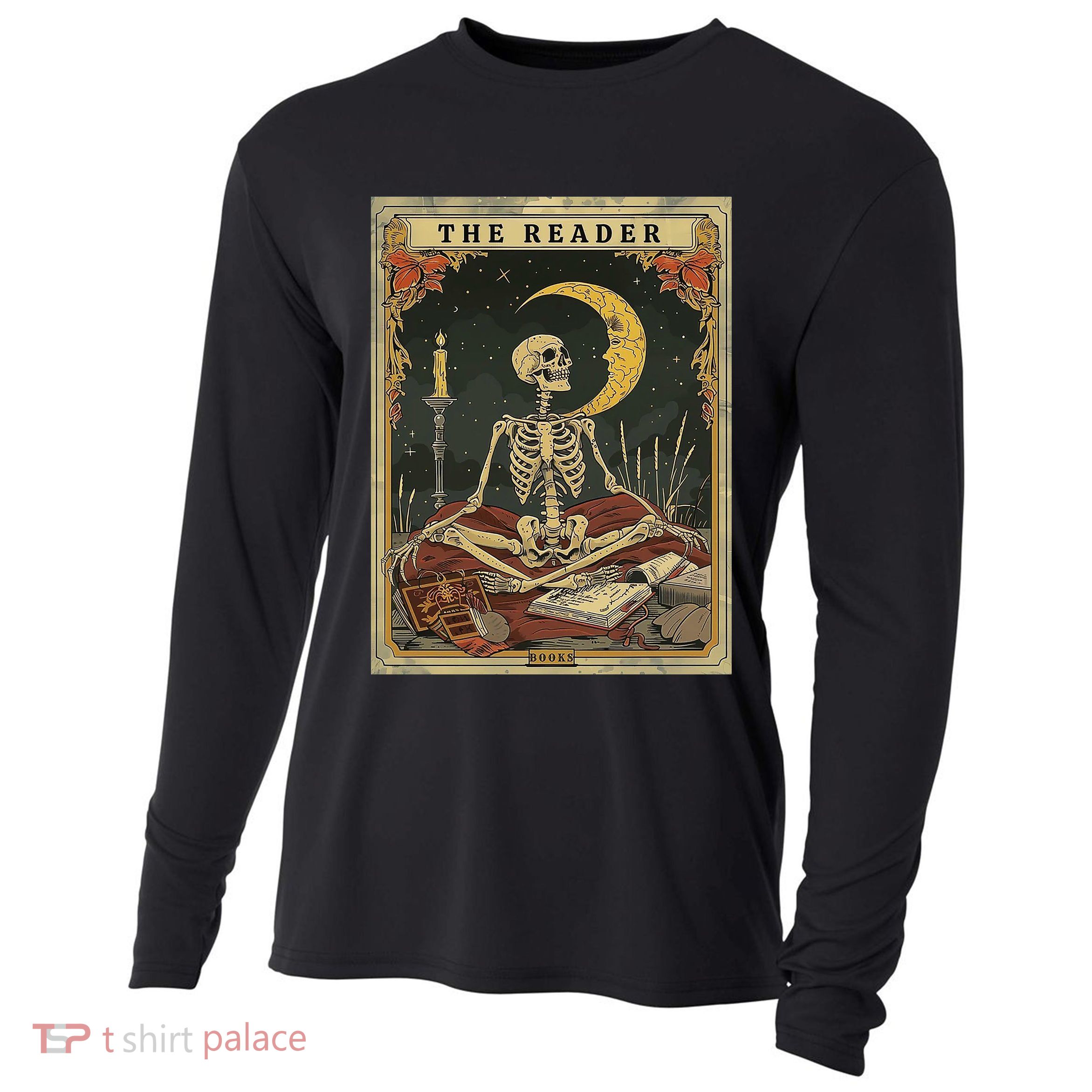 The Reader – Skeleton Tarot Card Funny Mystic Cooling Performance Long Sleeve Crew