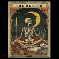 The Reader – Skeleton Tarot Card Funny Mystic Poster
