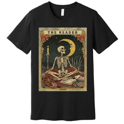 The Reader – Skeleton Tarot Card Funny Mystic Premium T-Shirt