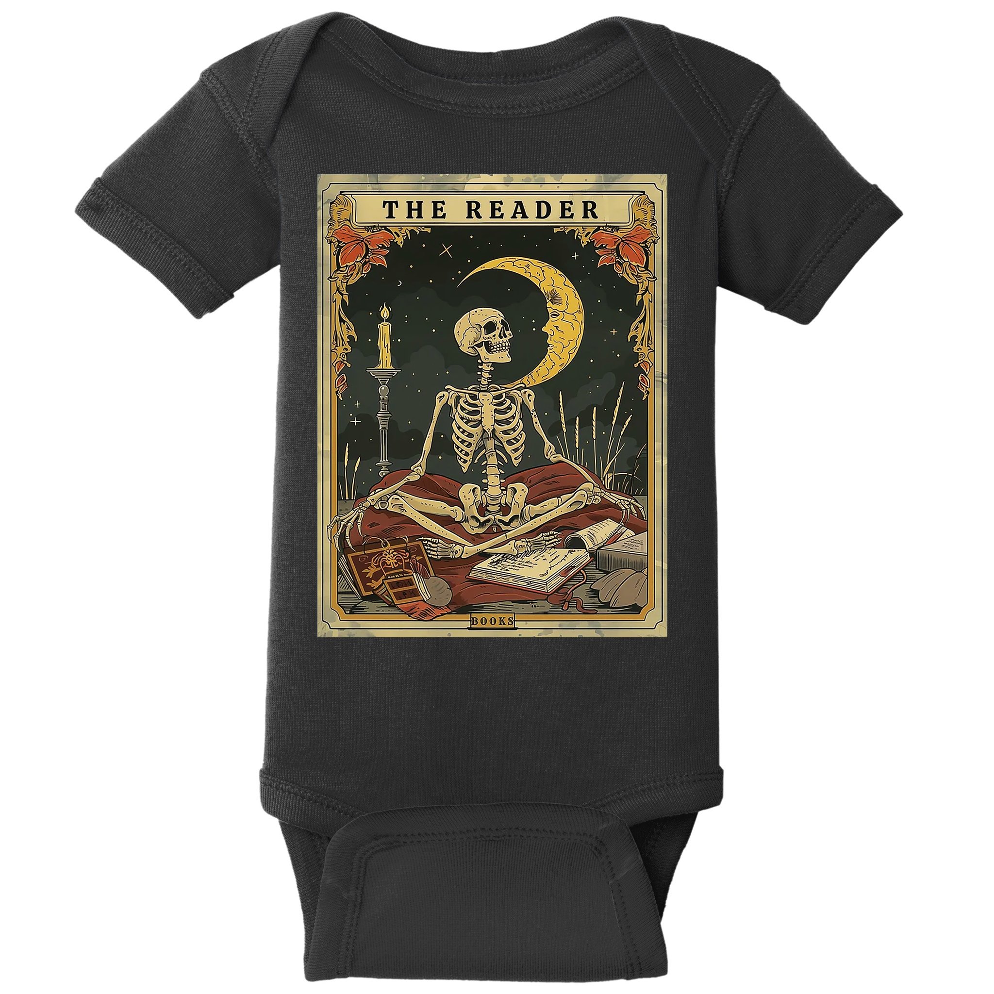 The Reader – Skeleton Tarot Card Funny Mystic Baby Bodysuit
