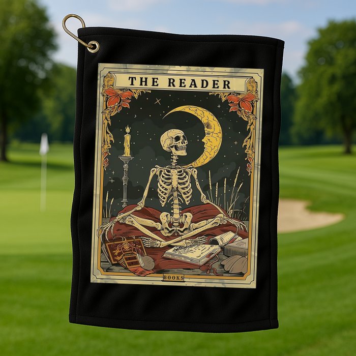 The Reader – Skeleton Tarot Card Funny Mystic Golf Towel