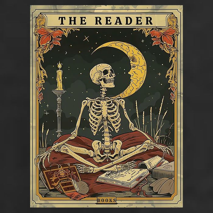 The Reader – Skeleton Tarot Card Funny Mystic Golf Towel