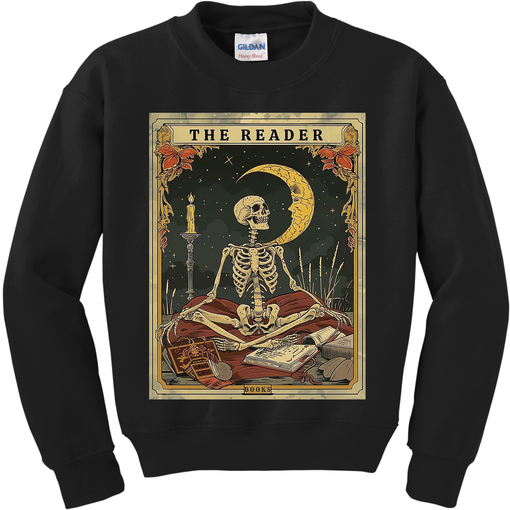 The Reader – Skeleton Tarot Card Funny Mystic Kids Sweatshirt