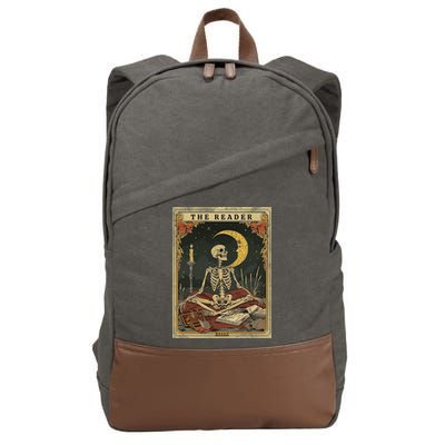 The Reader – Skeleton Tarot Card Funny Mystic Cotton Canvas Backpack