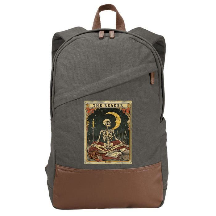 The Reader – Skeleton Tarot Card Funny Mystic Cotton Canvas Backpack