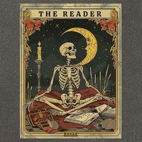 The Reader – Skeleton Tarot Card Funny Mystic Cotton Canvas Backpack