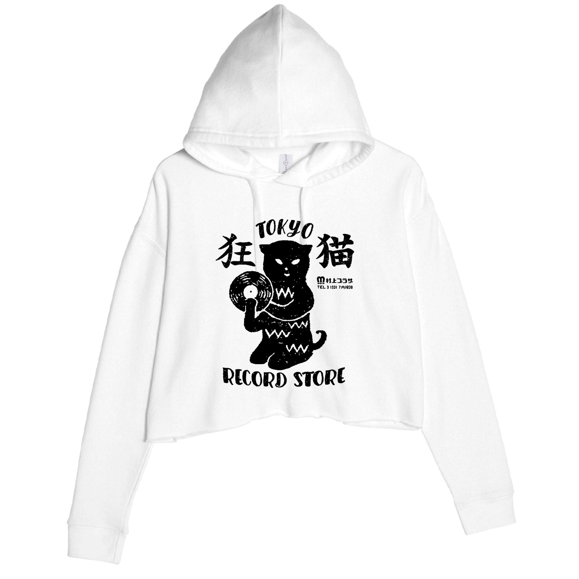 Tokyo Record Store Crop Fleece Hoodie