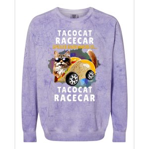 Tacocat Racecar Spelled Backwards Funny Mexican Car Taco Cat Colorblast Crewneck Sweatshirt