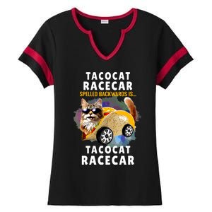 Tacocat Racecar Spelled Backwards Funny Mexican Car Taco Cat Ladies Halftime Notch Neck Tee