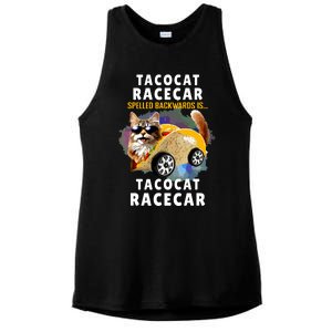 Tacocat Racecar Spelled Backwards Funny Mexican Car Taco Cat Ladies PosiCharge Tri-Blend Wicking Tank