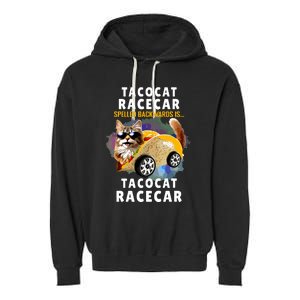 Tacocat Racecar Spelled Backwards Funny Mexican Car Taco Cat Garment-Dyed Fleece Hoodie