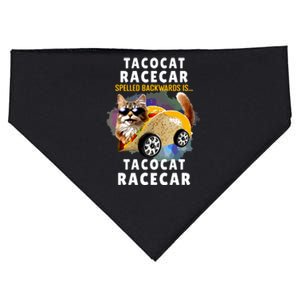 Tacocat Racecar Spelled Backwards Funny Mexican Car Taco Cat USA-Made Doggie Bandana