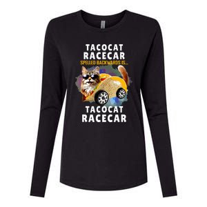 Tacocat Racecar Spelled Backwards Funny Mexican Car Taco Cat Womens Cotton Relaxed Long Sleeve T-Shirt