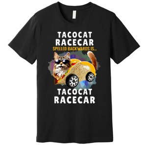 Tacocat Racecar Spelled Backwards Funny Mexican Car Taco Cat Premium T-Shirt