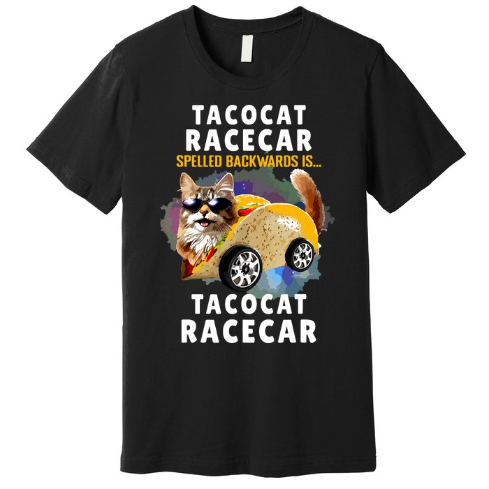 Tacocat Racecar Spelled Backwards Funny Mexican Car Taco Cat Premium T-Shirt