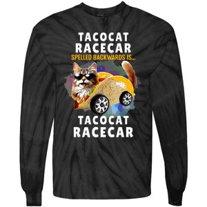 Tacocat Racecar Spelled Backwards Funny Mexican Car Taco Cat Tie-Dye Long Sleeve Shirt