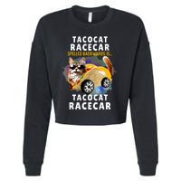 Tacocat Racecar Spelled Backwards Funny Mexican Car Taco Cat Cropped Pullover Crew