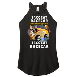 Tacocat Racecar Spelled Backwards Funny Mexican Car Taco Cat Women's Perfect Tri Rocker Tank