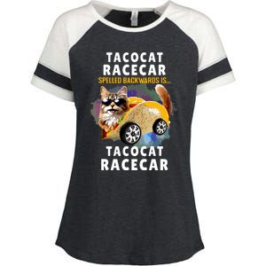 Tacocat Racecar Spelled Backwards Funny Mexican Car Taco Cat Enza Ladies Jersey Colorblock Tee