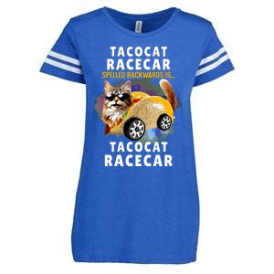 Tacocat Racecar Spelled Backwards Funny Mexican Car Taco Cat Enza Ladies Jersey Football T-Shirt