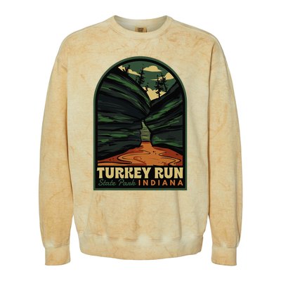 Turkey Run State Park Indiana Vintage Badge Colorblast Crewneck Sweatshirt