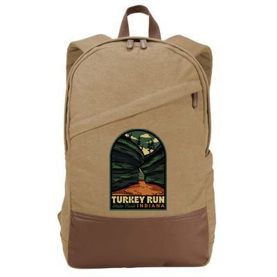 Turkey Run State Park Indiana Vintage Badge Cotton Canvas Backpack