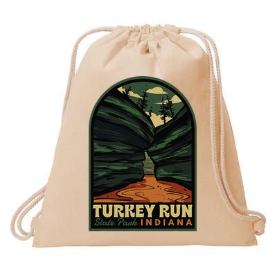 Turkey Run State Park Indiana Vintage Badge Drawstring Bag