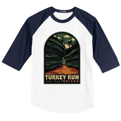 Turkey Run State Park Indiana Vintage Badge Baseball Sleeve Shirt