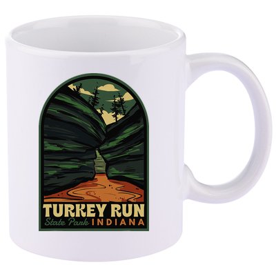 Turkey Run State Park Indiana Vintage Badge 11oz C Handle Ceramic Mug