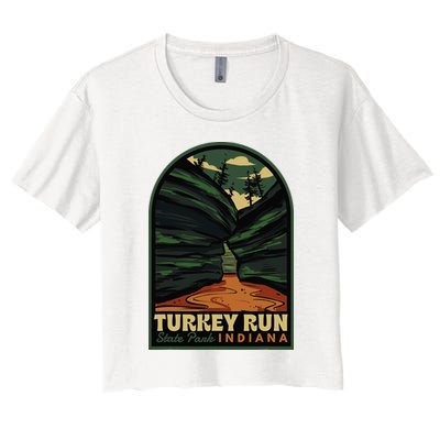 Turkey Run State Park Indiana Vintage Badge Women's Crop Top Tee