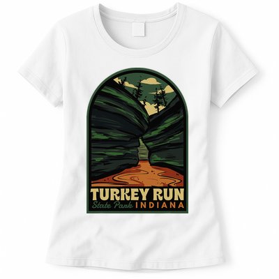 Turkey Run State Park Indiana Vintage Badge Womens T-Shirt
