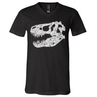 T Rex Skull Tyrannosaurus Rex Dinosaur Fossil V-Neck T-Shirt