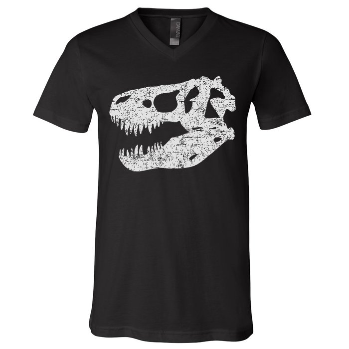 T Rex Skull Tyrannosaurus Rex Dinosaur Fossil V-Neck T-Shirt