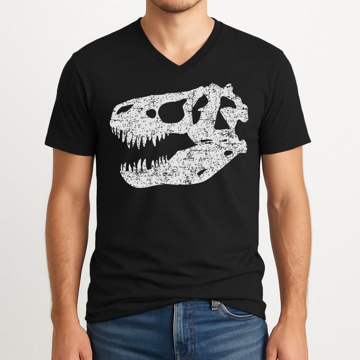 T Rex Skull Tyrannosaurus Rex Dinosaur Fossil V-Neck T-Shirt