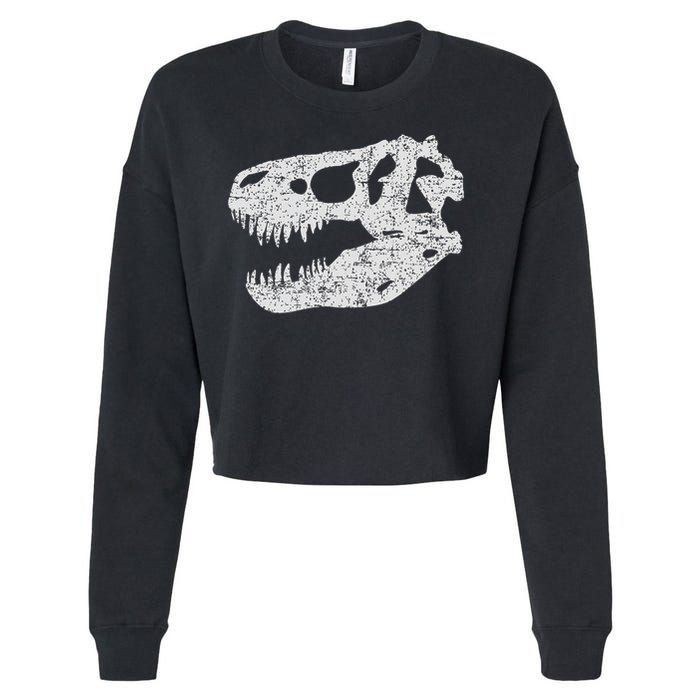 T Rex Skull Tyrannosaurus Rex Dinosaur Fossil Cropped Pullover Crew