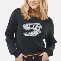 T Rex Skull Tyrannosaurus Rex Dinosaur Fossil Cropped Pullover Crew