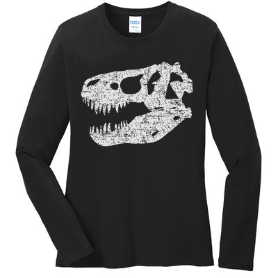 T Rex Skull Tyrannosaurus Rex Dinosaur Fossil Ladies Long Sleeve Shirt