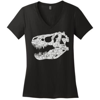 T Rex Skull Tyrannosaurus Rex Dinosaur Fossil Women's V-Neck T-Shirt